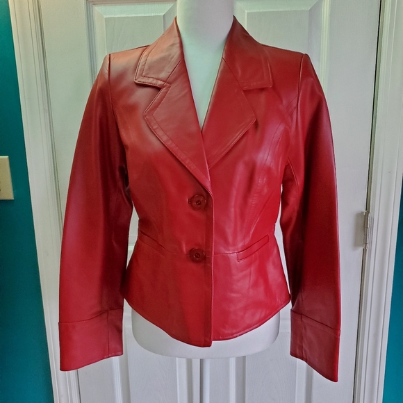 Vintage i.e. Leather Jacket Small Red NWOT - Picture 1 of 16